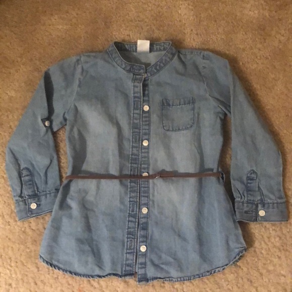 Denim Top with skinny brown belt - Picture 1 of 2